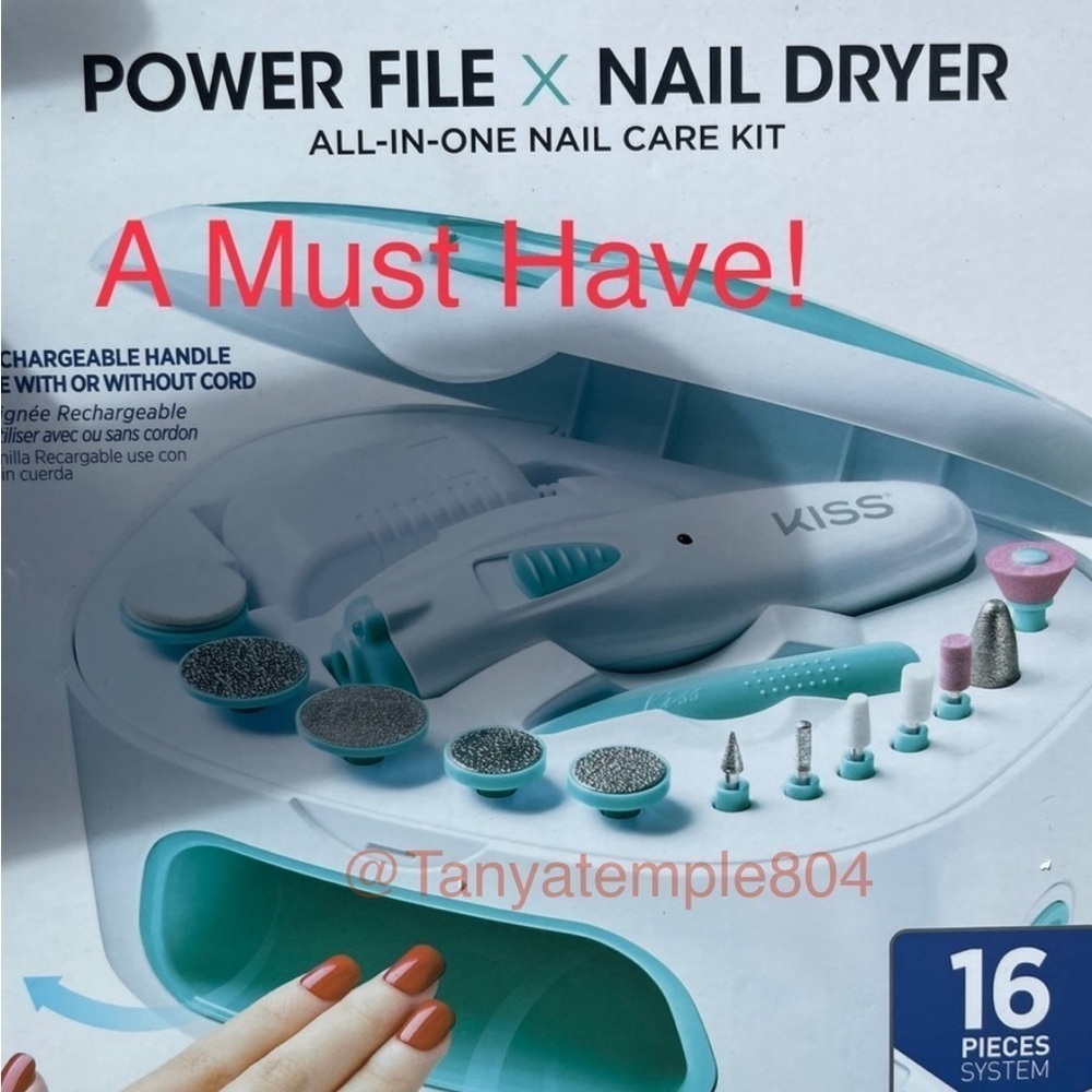 Kiss 16 piece nail care system power file & nail dryer New in Box